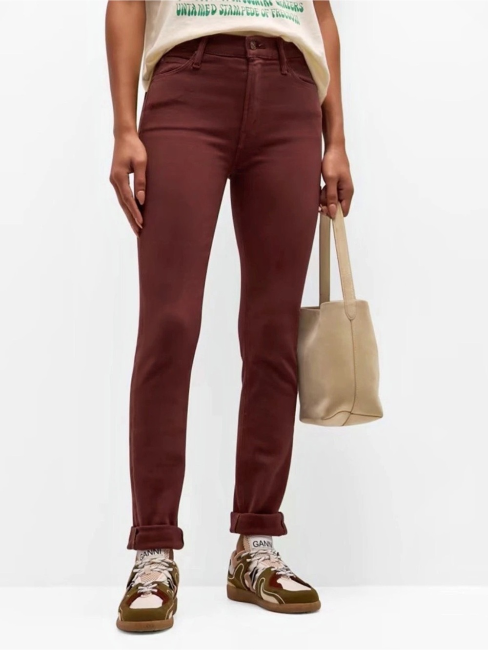 MOTHER The Mid Rise Dazzler Skim in
Fudgesicle Waist 29